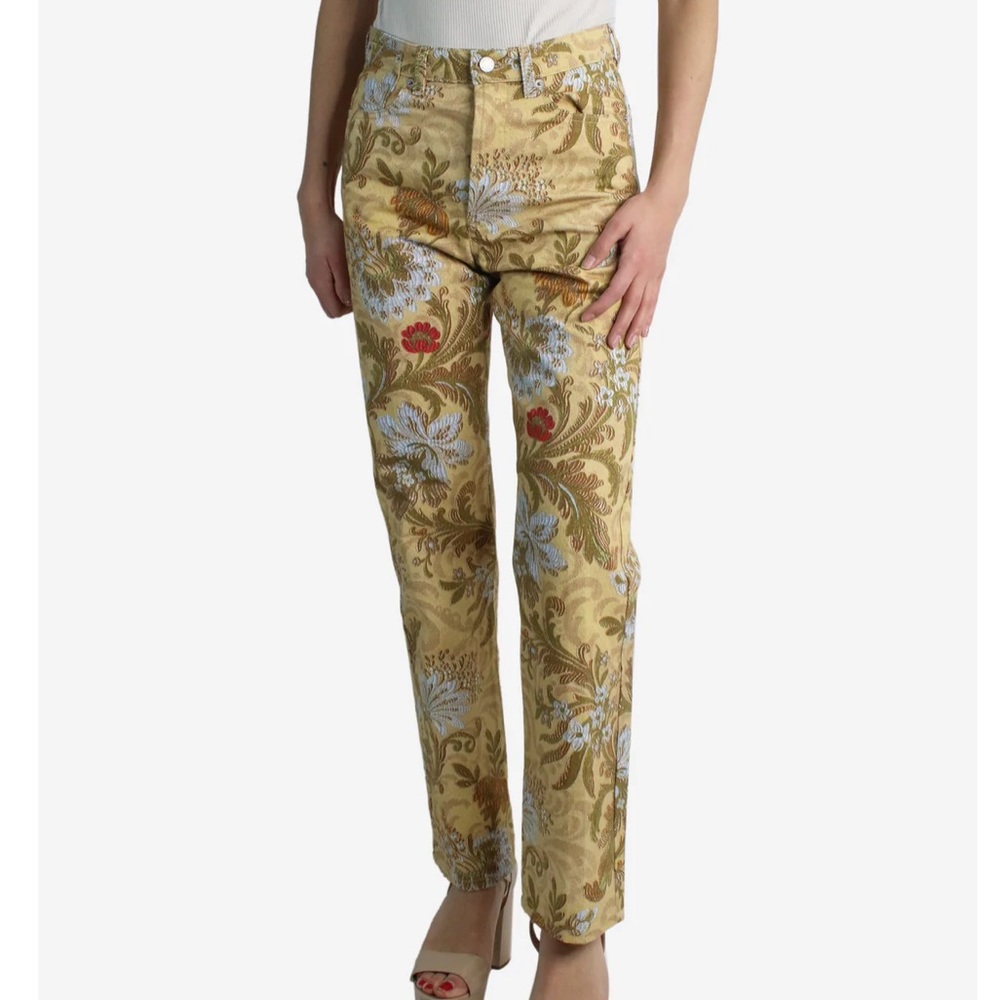 Dries Van Noten yellow floral pants